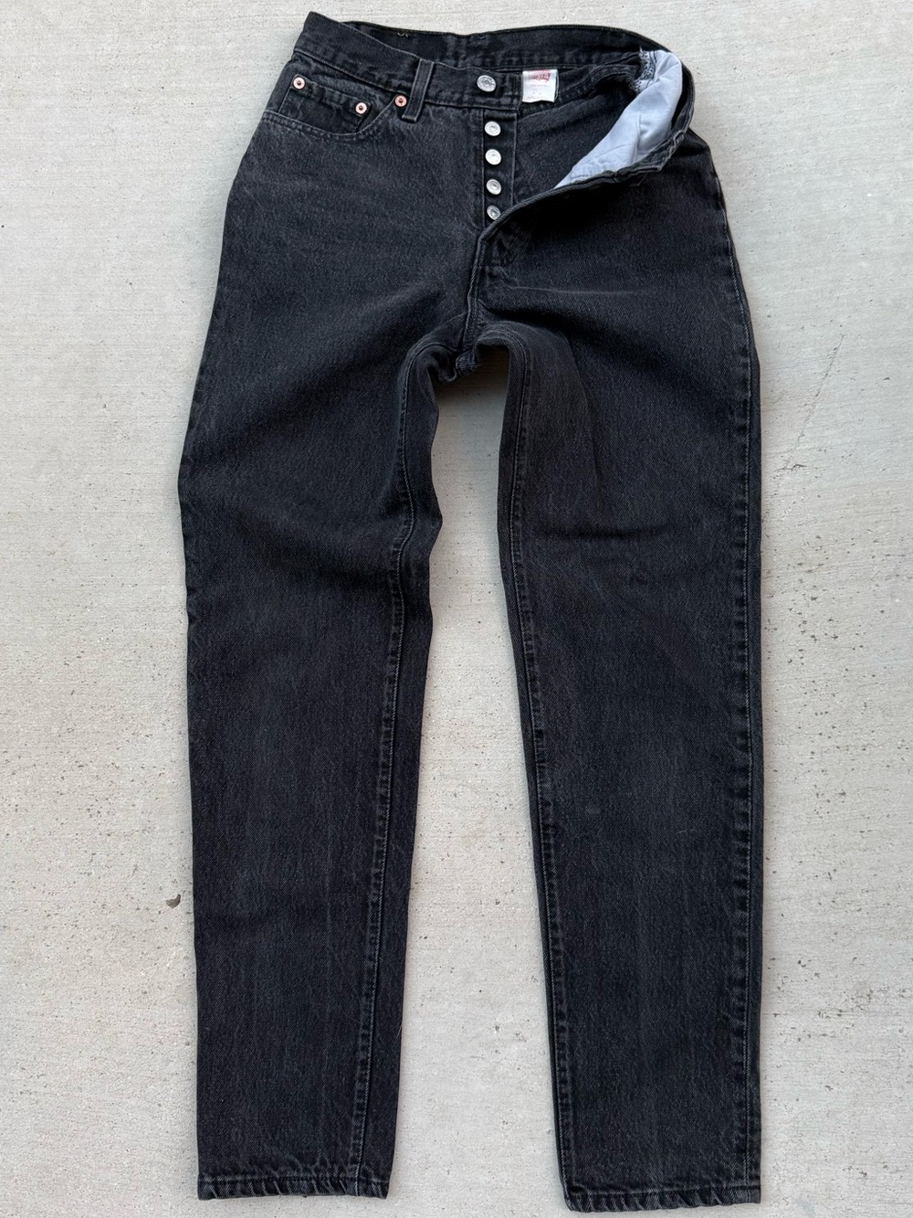 Vtg Levis 501 90s USA Womens Black High Rise Jeans Casual Western Denim 25x30